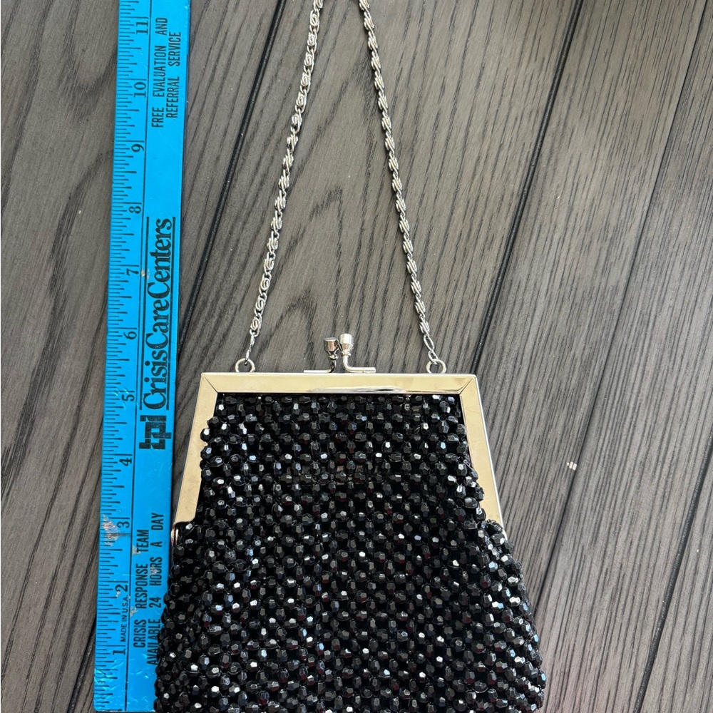 Black beaded evening purse.